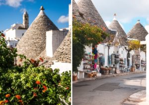 Detalhes dos trulli, casas típicas de Alberobello, na itália