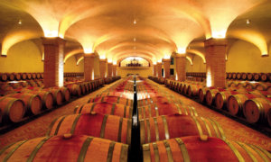 Barris de vinho na adega do Castiglion del Bosco, da nossa lista de vinícolas na Toscana