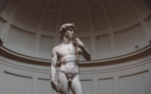 Michelangelo's David original statue in Galleria dell'Accademia, Florence, Italy