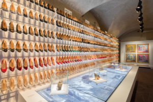 Historic shoes exhibition at Museo Salvatore Ferragamo, in Florence, Italy