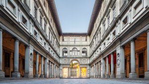 Panoramic view of the Uffizi Gallery in Florence