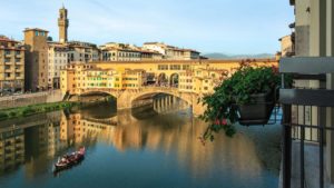 Ponte Vecchio and Arno river view from Lungarno, a 5-star hotel in Florence, Tuscany