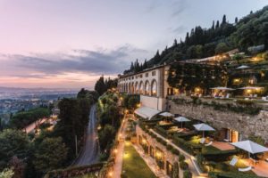 Building and gardens at Villa San Michele, a 5-star hotel in Florence, Tuscany